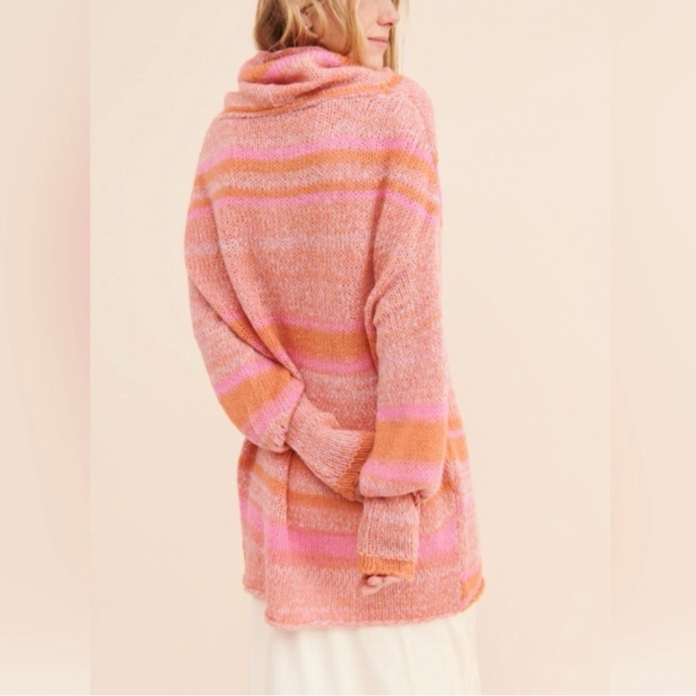 🔥SALE🔥Free People Pink and Orange Cowl Neck Sweater- like new